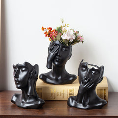 Nordic Ceramic Human Head Abstract Bust Vase