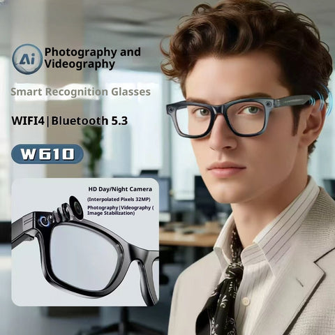 AI Recognition Voice Assistant Translation 800w Camera W610 Smart Glasses