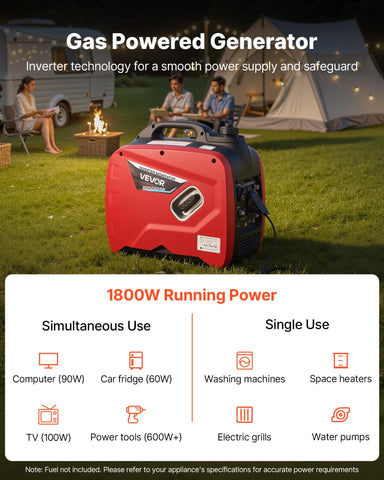 Inverter Generator, 2900W Peak Watt Quiet Inverter Generator, Portable Inverters Generators For Home Use, Gas Powered, Compact And Lightweight Design - Stable Power, CO Sensor, Long Run Time