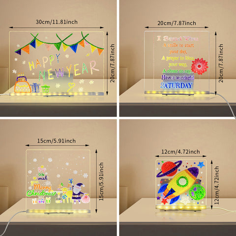 LED Acrylic Drawing Board DIY Erasable Luminous Writing Boards With Stand USB Plug Message Board With NightLight