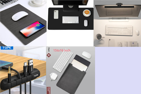 Mobile Phone Qi Wireless Charger Charging Mouse Pad Mat PU Leather Mousepad