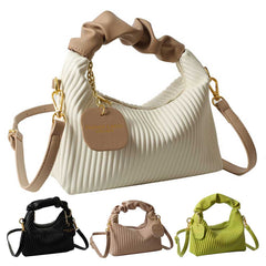Women Fashion Crossbody Bag PU Leather Pleated Cloud Small Tote Bags Casual Simple Elegant Temperament Messenger Bags