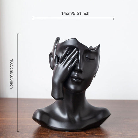 Nordic Ceramic Human Head Abstract Bust Vase